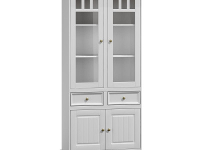 Classic Living room Furniture White Brown Wood Showcase Display case Wardrobe Furniture